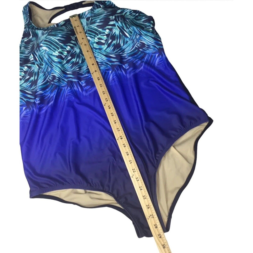Swimsuits For All Women's Plus 30 Size Navy Blue High Neck One Piece